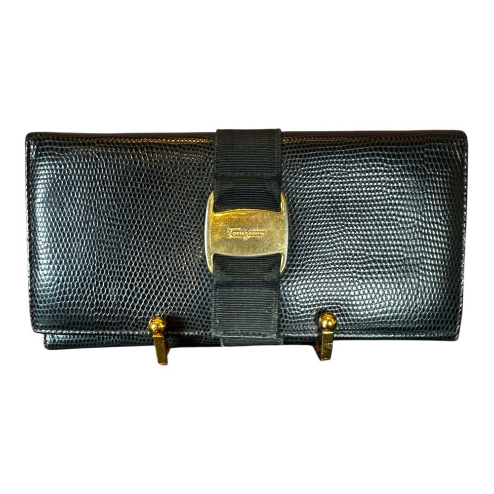 Salvatore Ferragamo Vintage Vara Ribbon Black Bi-fold Continental Wallet EUC - Picture 14 of 14